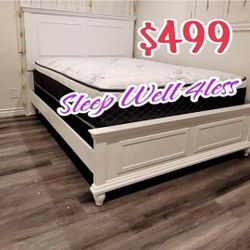 NEW QUEEN BED FRAME AND MATTRESS 