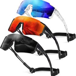 3 Pack Kids Polarized Sunglasses - Youth Baseball Sunglasses for Boys Girls Age 3-12 Sports UV Protection Goggles