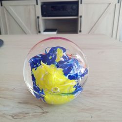 Vintage Glass Paperweight (Underwater Scene)