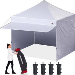 ABCCANOPY Pop up Canopy Tent with Awning and Sidewalls 10x10 Market -Series, White