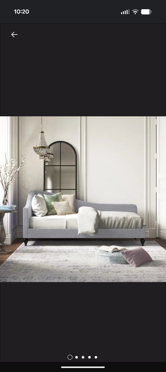 Twin Velvet Day Bed With Mattress & Bedding