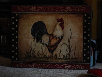 Canvas folk art rooster
