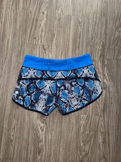 Lululemon Run Speed Shorts 4 Mini Ziggy Snake Caspian Pipe Dream Blue Snakeskin