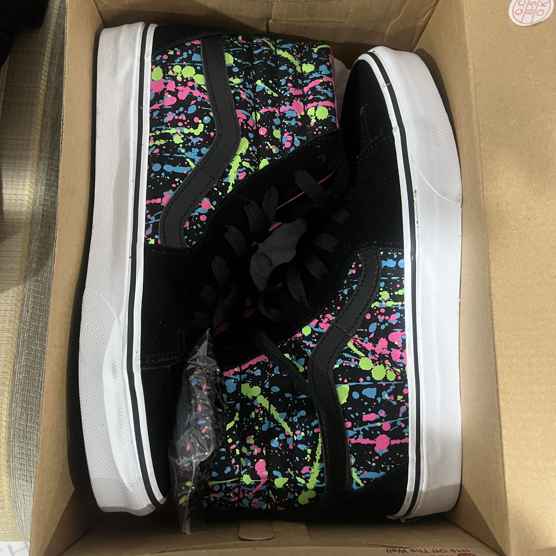 High Top Vans w Paint Splatter Design 