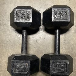 SALE: Pair of 55 lb HEX dumbbells