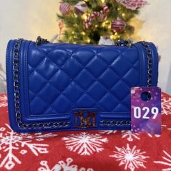 Badgley Mischka Blue Quilted Crossbody Bag