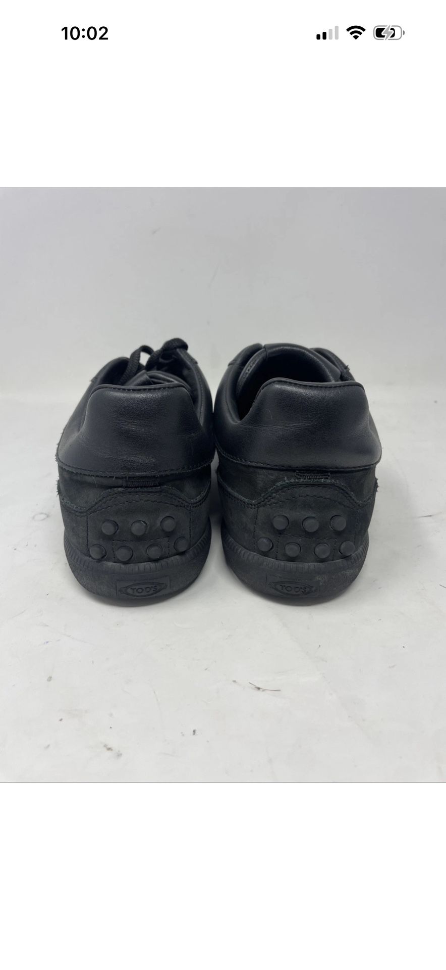 $775 Tod’s Men’s Classic Black Comfort Leather Tabs Sneakers Size 8