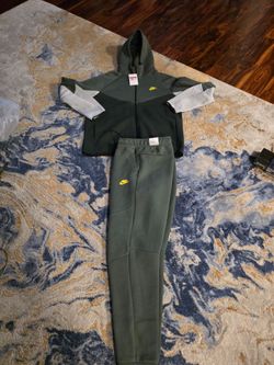 Nike Tech Fleece Tracksuit Set Green Yellow