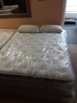 Blue Gel Pillow top mattress and box