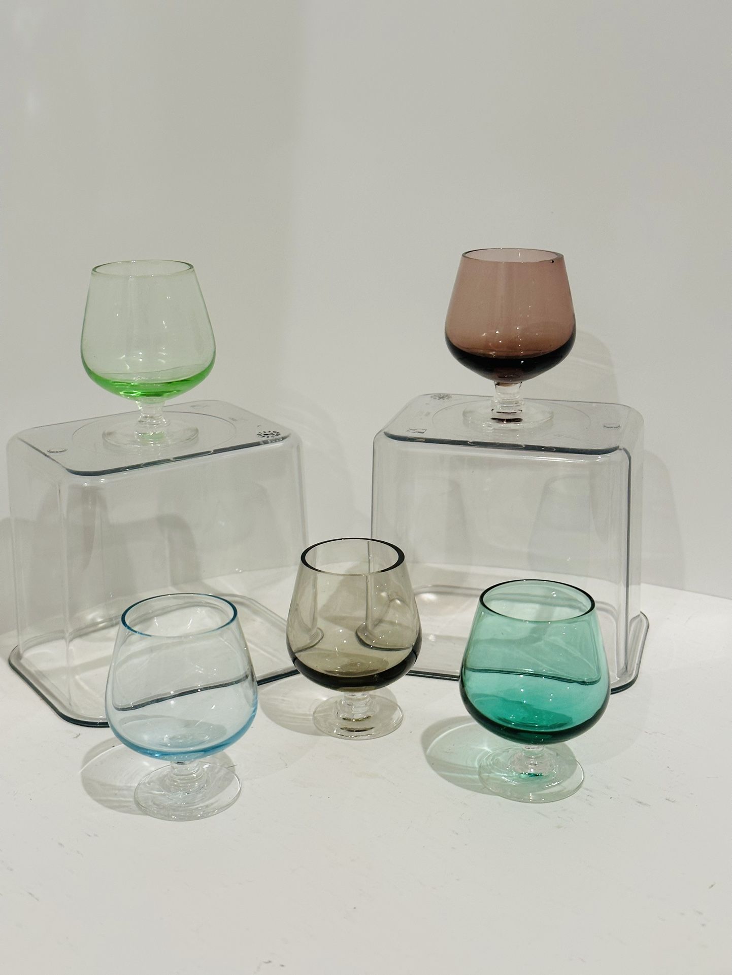 Vintage Shot Glasses • Set of 5 • Mini Brandy Snifters (00300)
