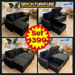 Sectional With Storage And Pull Out 