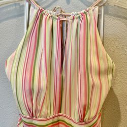 Ann Taylor Loft Multicolor Pastel Striped Halter Dress