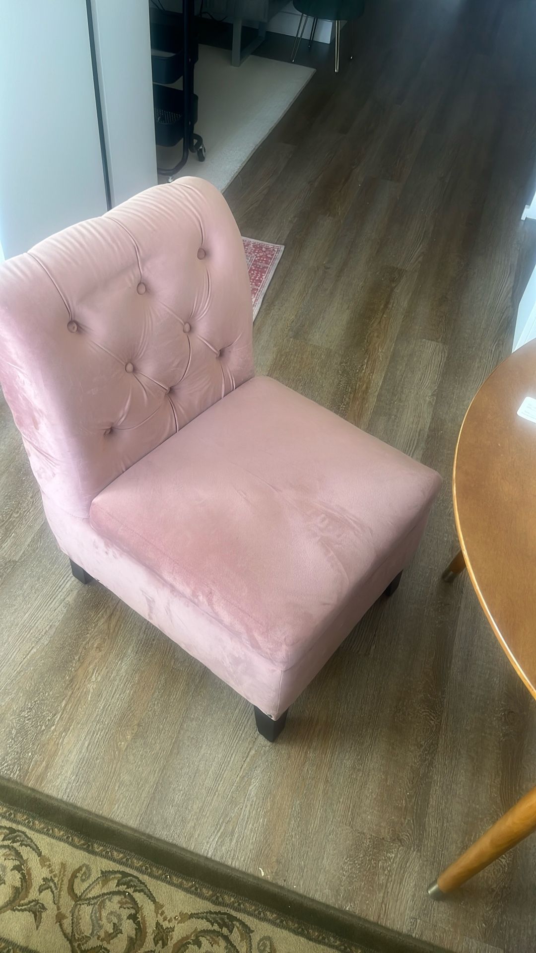 Blush Velvet Storage Chair