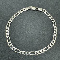 14k white gold Figaro 7” bracelet 4.2mm