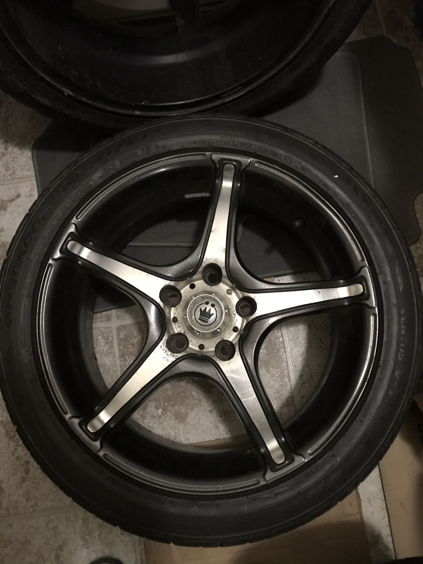 2 wheel with tire 215 45 R17, 5-114 no bend, no crack