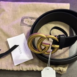 Double G buckle Wide leather Gucci Belt 