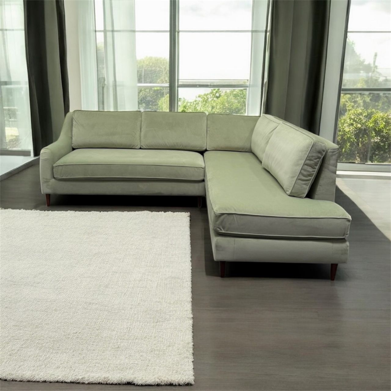 *Just Unboxed* Alexander 3-Seat Right Bumper Sectional Couch - Celadon Green ❇️ Can Deliver - New