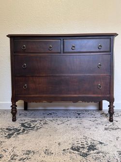 Vintage  Solid Wood Dresser – Dark Walnut Finish