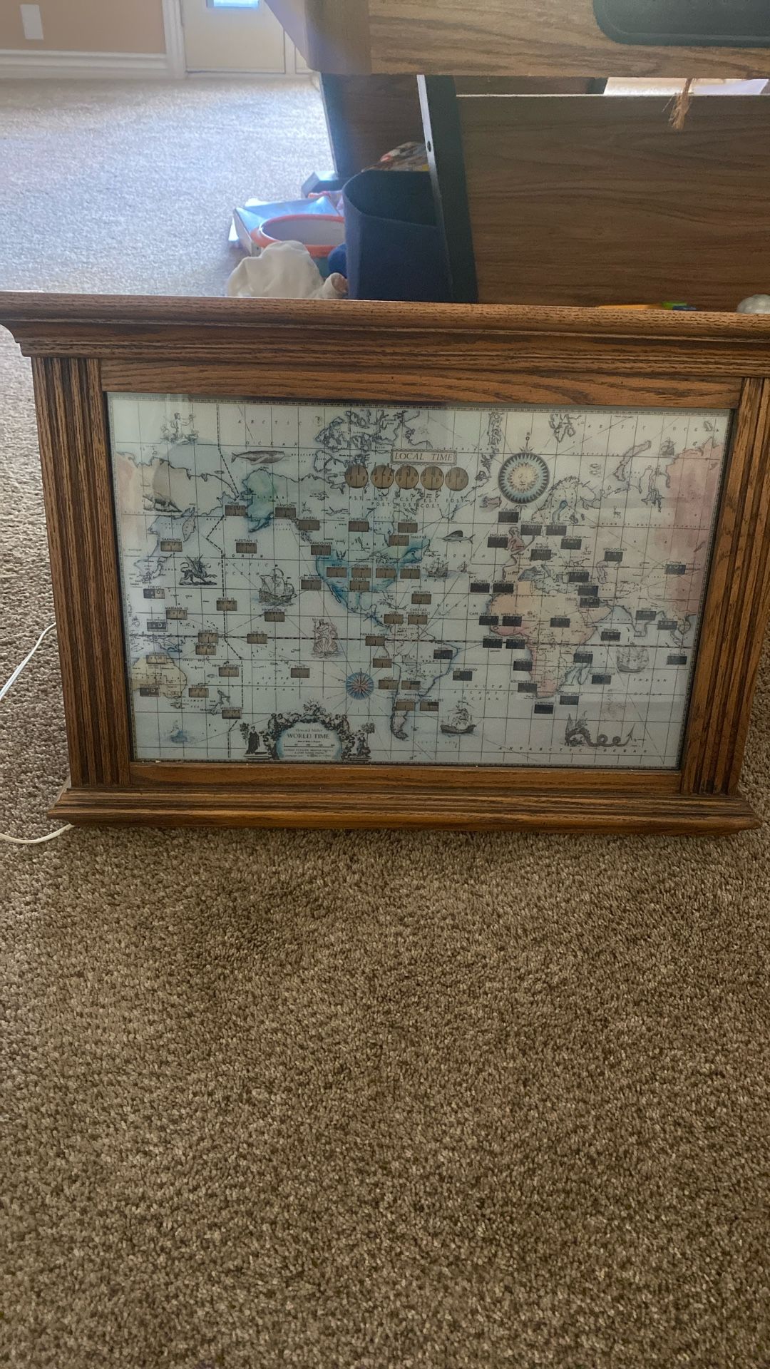Antique World Map Clock