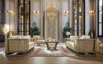 Toscana Luxe Beige 3-Pc Living Room Set / HD-9011-SET3