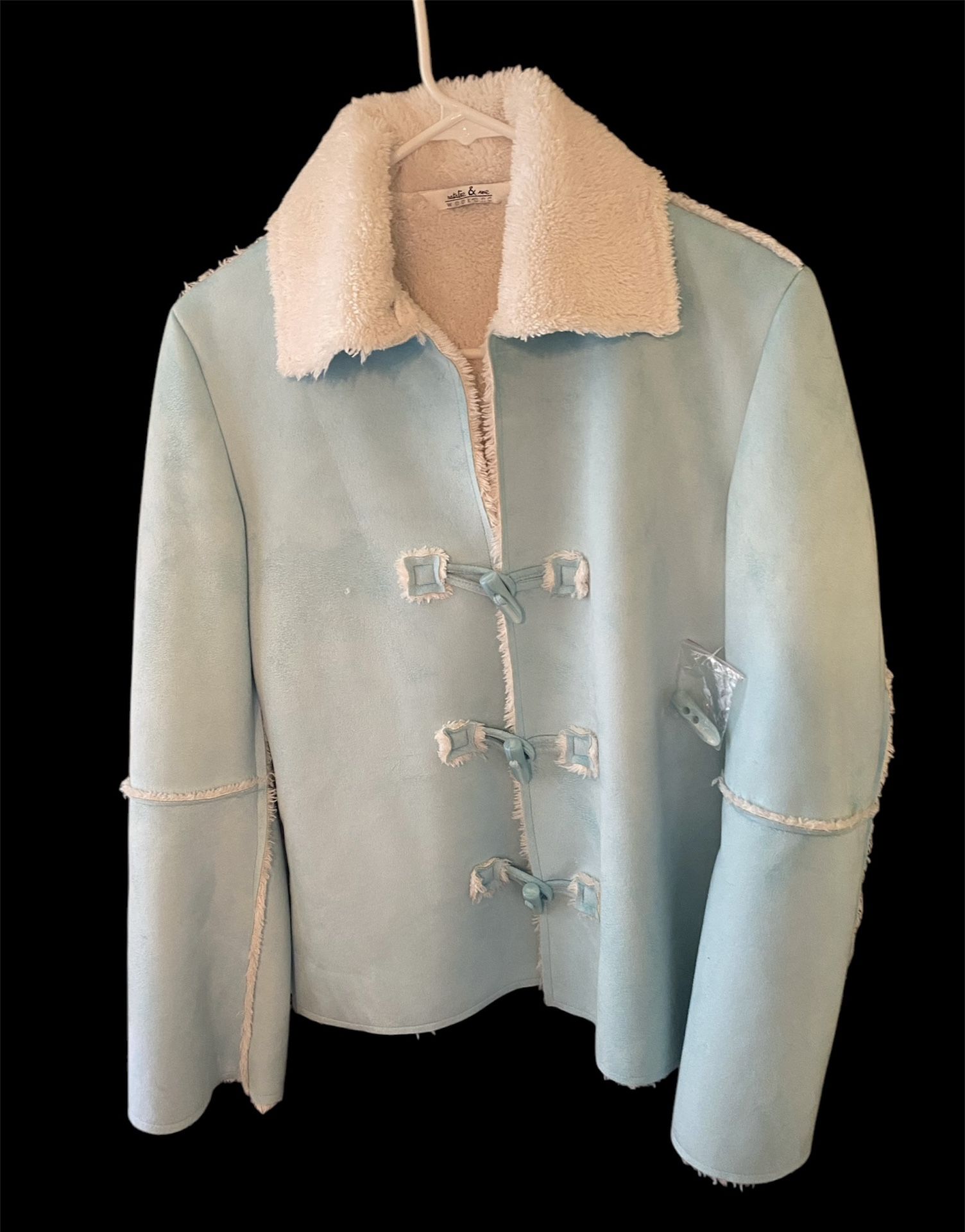 Natalie&Me Womans Blue Retro VERY SOFT Lightweight Sherpa Lined Jacket Sz M NEW