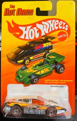 Hot Wheels Aeroflash red lime Goodyear tired all metal and chrome. This item is rare and in mint condition. 2011 run.