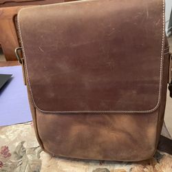 Vintage Cowhide Leather Crossbody Bag Coffee Color 