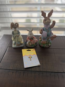 Easter bunny figurines/ Easter pin lot- 8 count