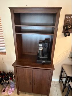 Dark Wood Kitchen Pantry Hutch Cabinet