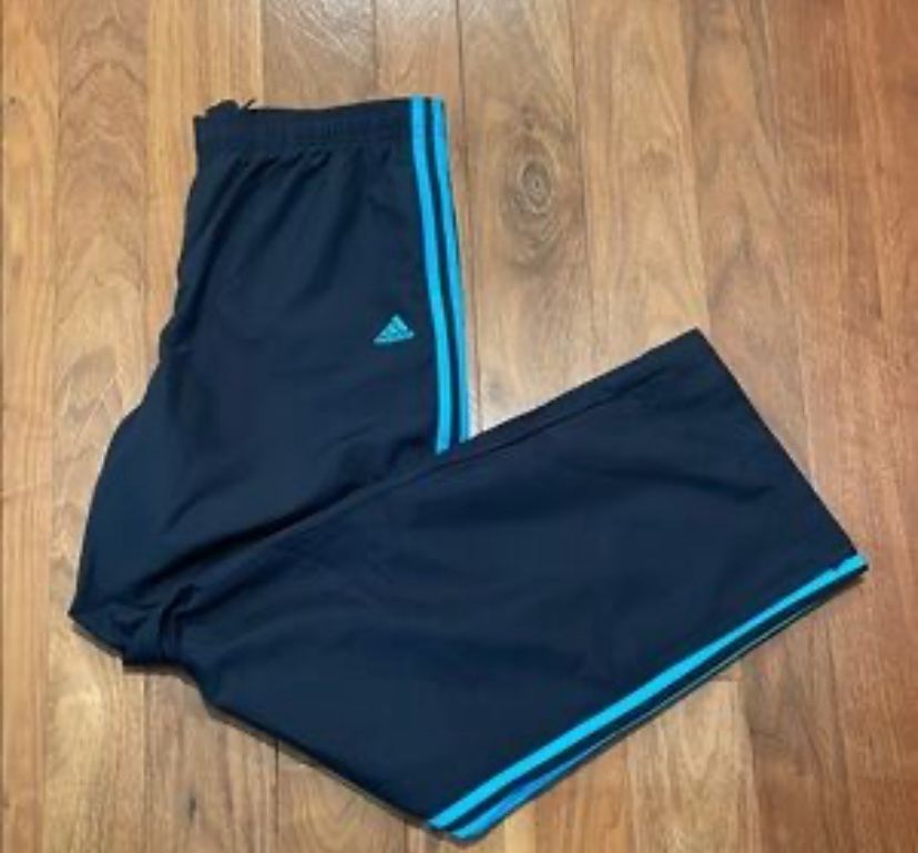 Adidas 3 straps black & blue men’s training pants Medium