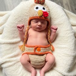 Crochet Baby Turkey Hat And Diaper Cover Set Thanksgiving Outfit