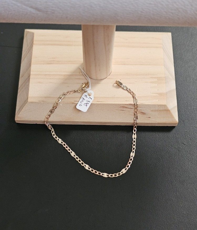 14k Gold Two Tone Bracelet 7.5 Inch