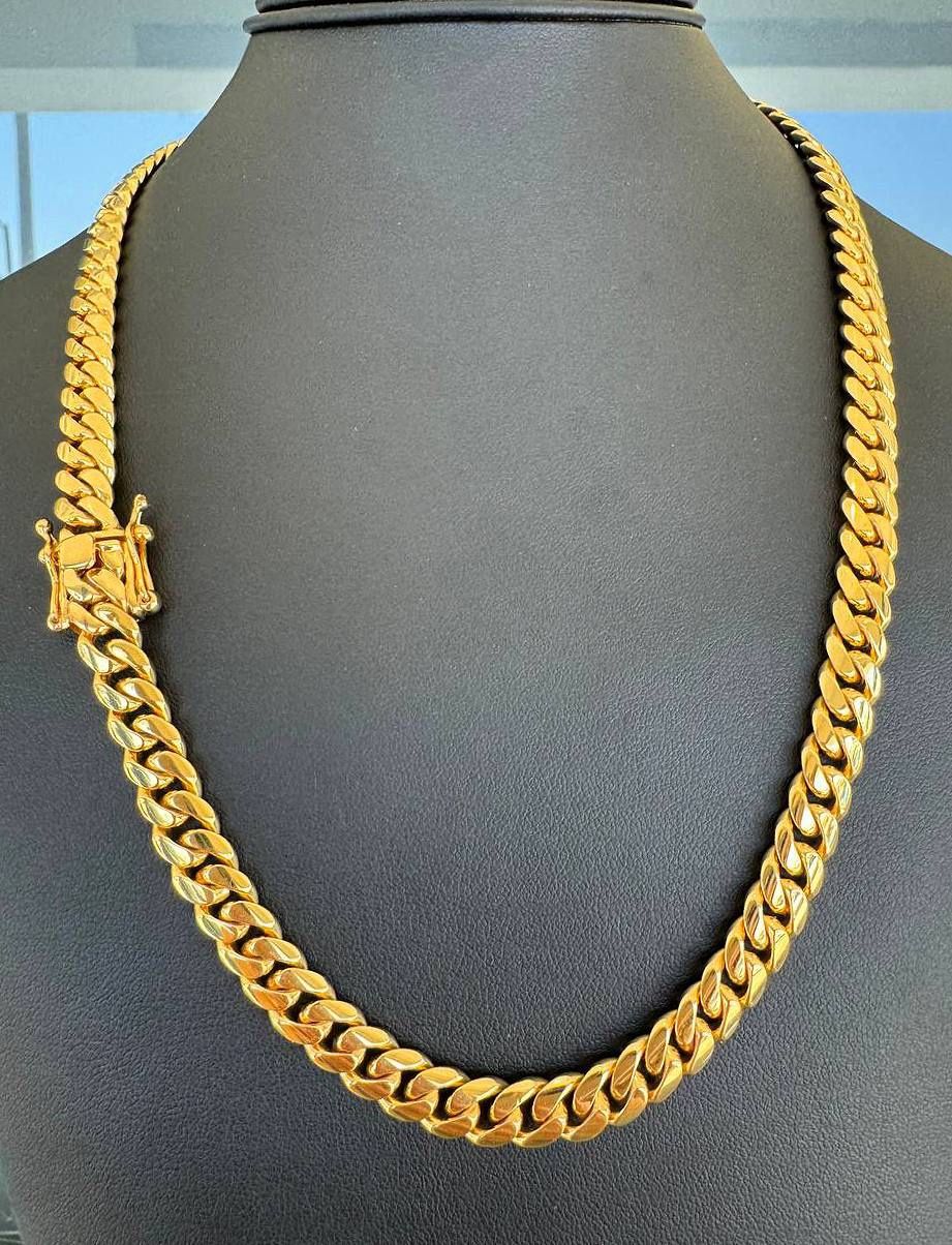 Jewelry Brand New 10k solid yellow gold Miami Cuban link style 22” Chain Necklace 98.6 grams 8.3mm