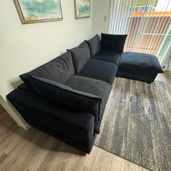 Black Velvet Cloud Kova Sectional Sofa