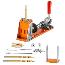218}***30-Piece Pocket Hole Jig Kit, Adjustable and Easy to Use, with Step Drill Bits, Stop Rings, Wrenches and Square Drill Bits, with Double Scale f