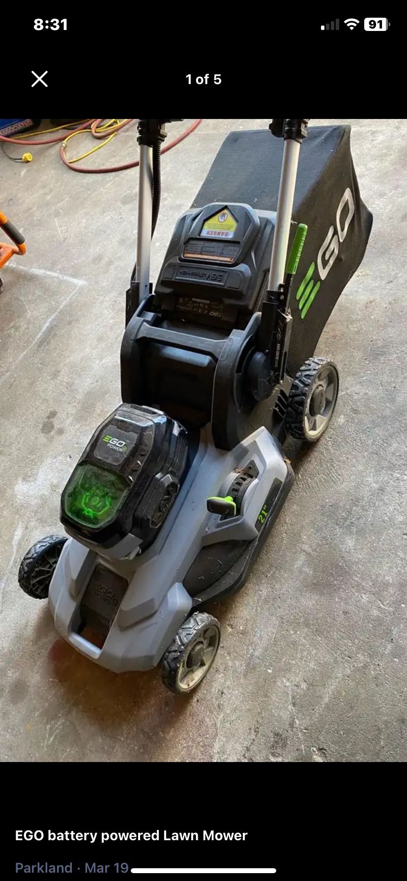 New Never Used EGO LM2110 56 Volt Battery Powered Lawn Mower Push Mower