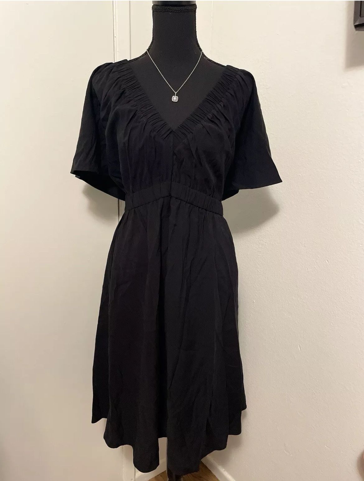Women's Flutter Short Sleeve Sundress - Ava & Viv XXL Black NWOT