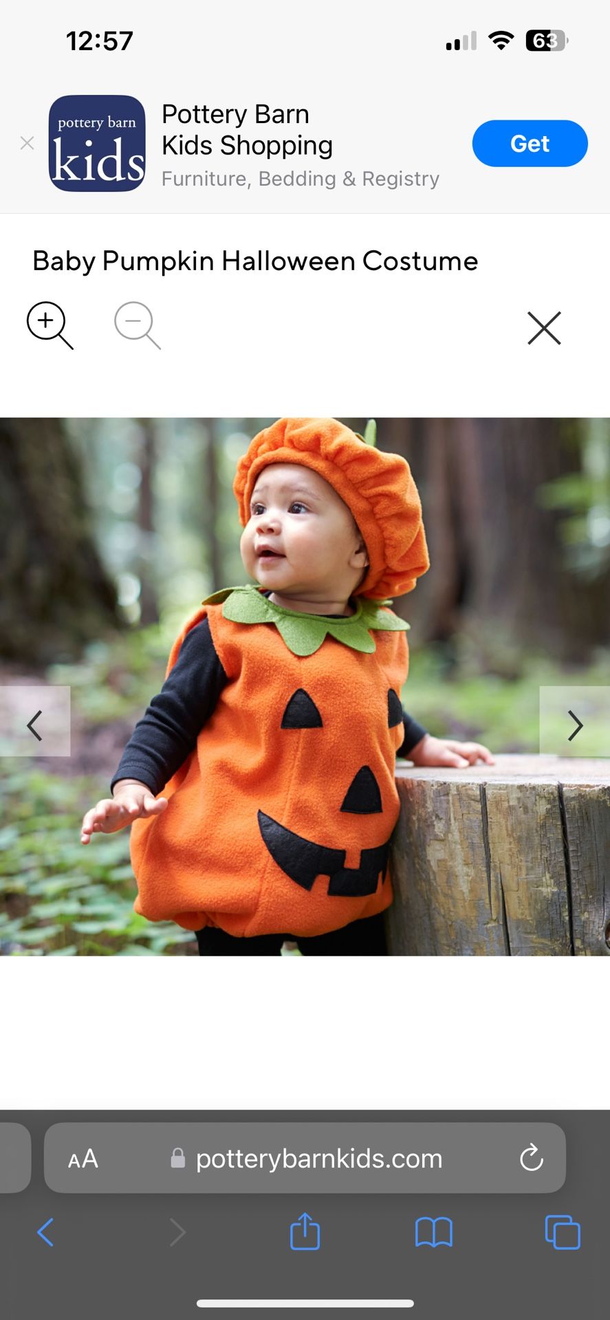 Pottery Barn Kids Pumpkin Costume - 12-24 mo