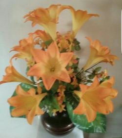 New artificial floral arrangement yellow lilies