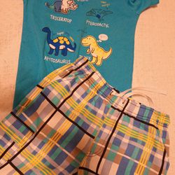 Boy's Shirt With Matching Plaid Shorts Outfit