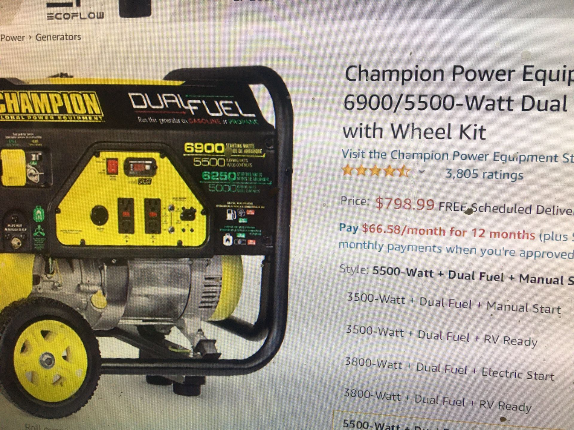 Champion Generator Dual Fuel 6900 