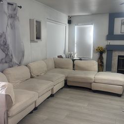 6 Piece L-shaped Sofa set Beige