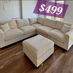 BRAND NEW 4PCS SECTIONAL SOFA SET WITH OTTOMAN AND ACCENT PILLOW INCLUDED $499
