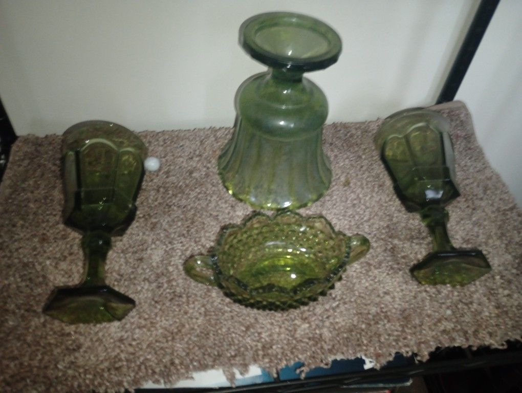 Emerald green carnival Glass