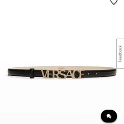 Versace Logo Crystal-Embellished Leather Belt For Women