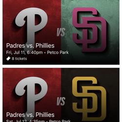 Padres Vs Phillies 7/12 4:45 8 Tickets Available 