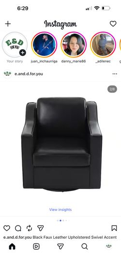 Black Faux Leather Upholstered Swivel Accent Barrel Chair(Set of 1)