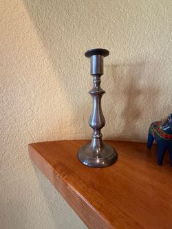 One pewter candle stick holder. Vintage.