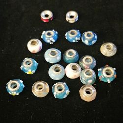 S.S. & Glass Charm Lot For Snake Bracelet