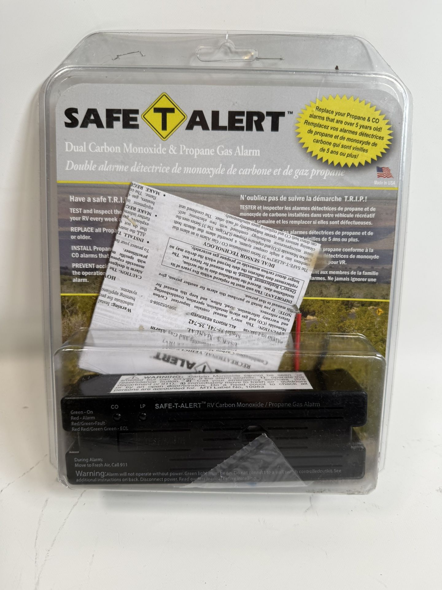 NIB MTI Industries Safe-T-Alert 35-741-BL RV Carbon Monoxide / Propane Leak Detector / Alarm $125